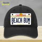 Beach Bum California Novelty License Plate Hat Unconstructed Cotton / Black