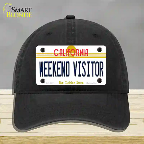 Weekend Vistor California Novelty License Plate Hat Unconstructed Cotton / Black