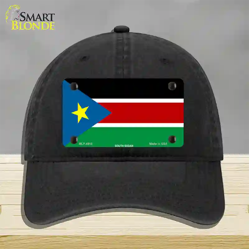 South Sudan Flag Novelty License Plate Hat Unconstructed Cotton / Black