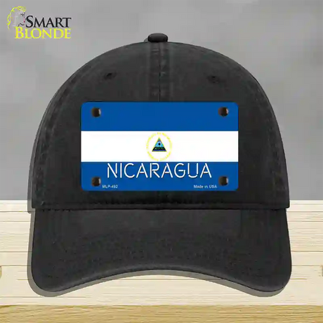 Nicaragua Flag Novelty License Plate Hat Unconstructed Cotton / Black