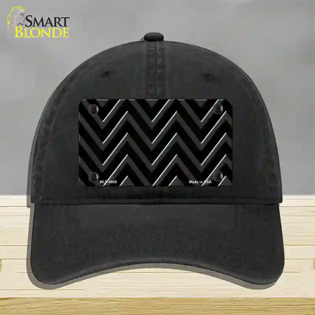 Black Light Black Large Chevron Novelty License Plate Hat Unconstructed Cotton / Black