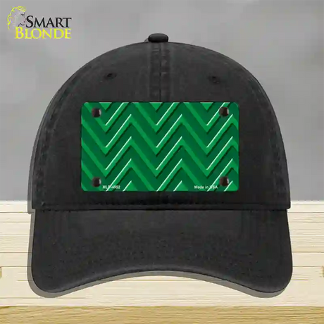 Green Light Green Large Chevron Novelty License Plate Hat Unconstructed Cotton / Black