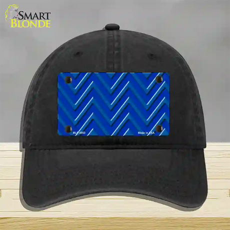 Blue Light Blue Large Chevron Novelty License Plate Hat Unconstructed Cotton / Black