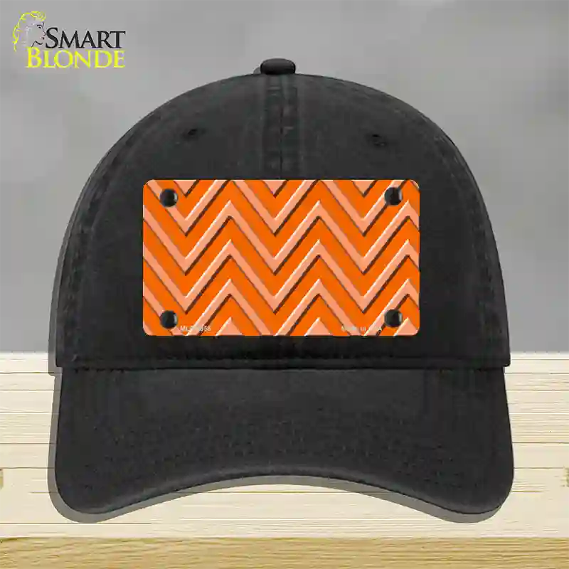 Orange Light Orange Large Chevron Novelty License Plate Hat Unconstructed Cotton / Black