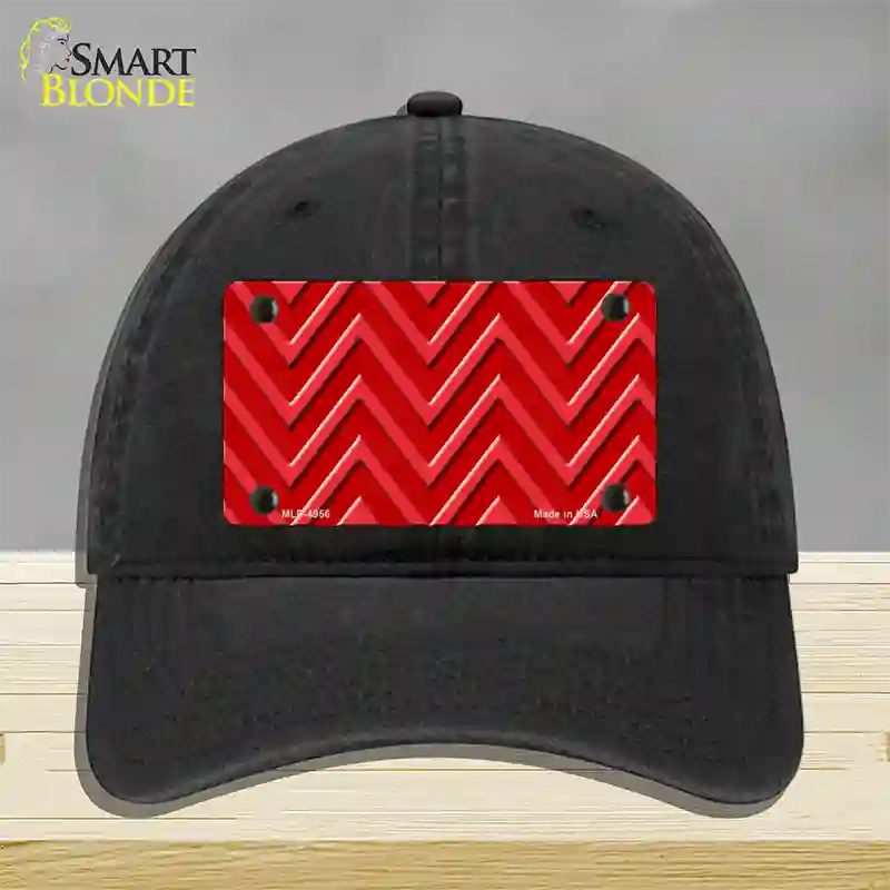 Red Light Red Large Chevron Novelty License Plate Hat Unconstructed Cotton / Black