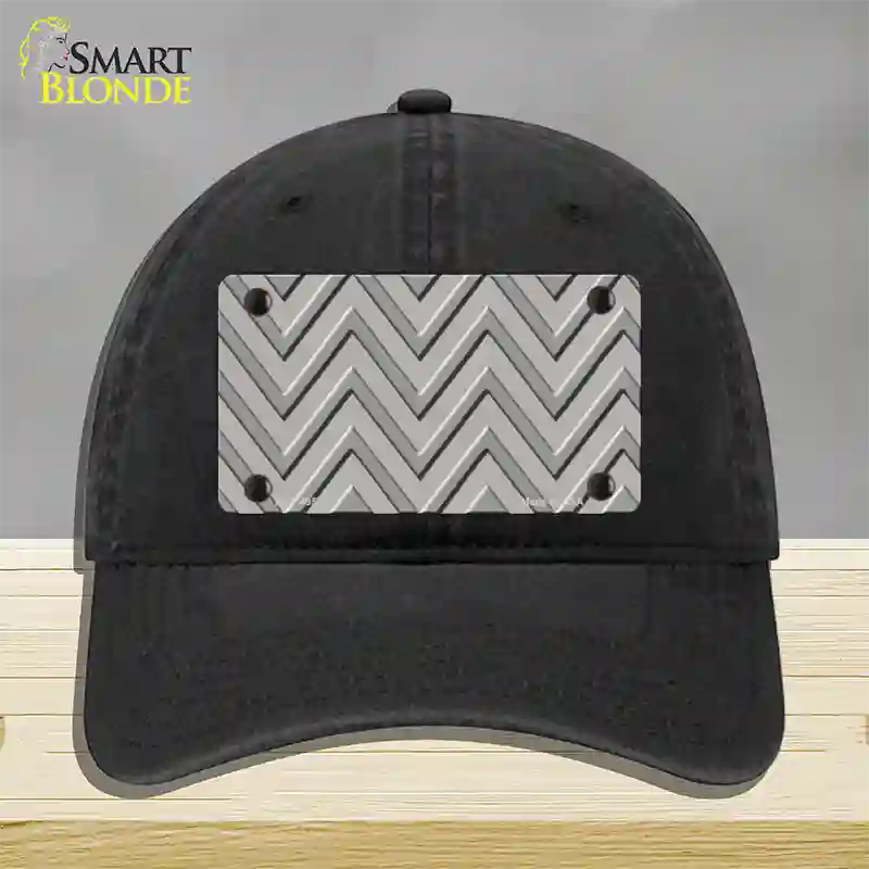 Grey Light Grey Large Chevron Novelty License Plate Hat Unconstructed Cotton / Black