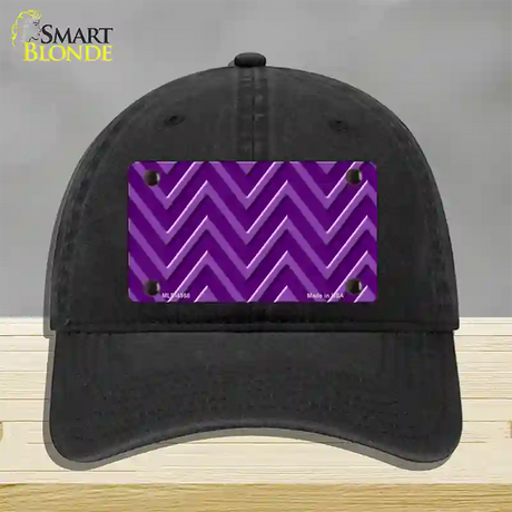 Purple Light Purple Large Chevron Novelty License Plate Hat Unconstructed Cotton / Black