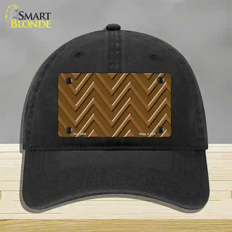 Brown Light Brown Large Chevron Novelty License Plate Hat Unconstructed Cotton / Black