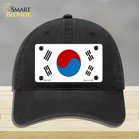 South Korea Flag Novelty License Plate Hat Unconstructed Cotton / Black