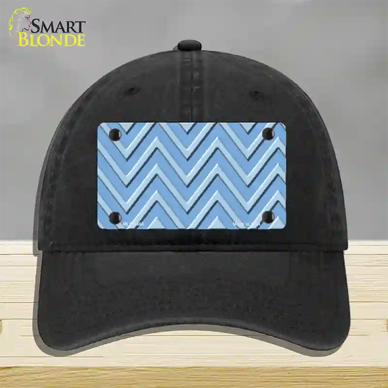 Light Blue Lighter Blue Large Chevron Novelty License Plate Hat Unconstructed Cotton / Black