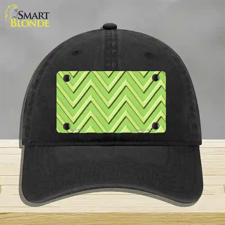 Lime Green Lighter Lime Green Large Chevron Novelty License Plate Hat Unconstructed Cotton / Black