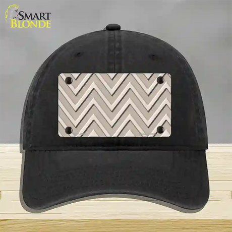 Tan Light Tan Large Chevron Novelty License Plate Hat Unconstructed Cotton / Black