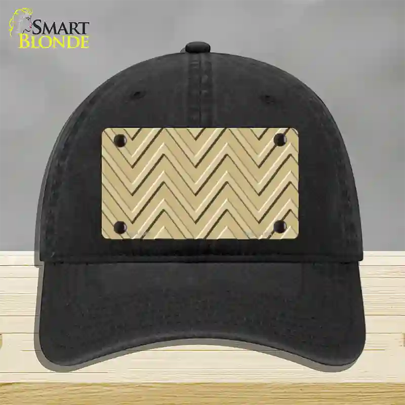 Gold Light Gold Large Chevron Novelty License Plate Hat Unconstructed Cotton / Black