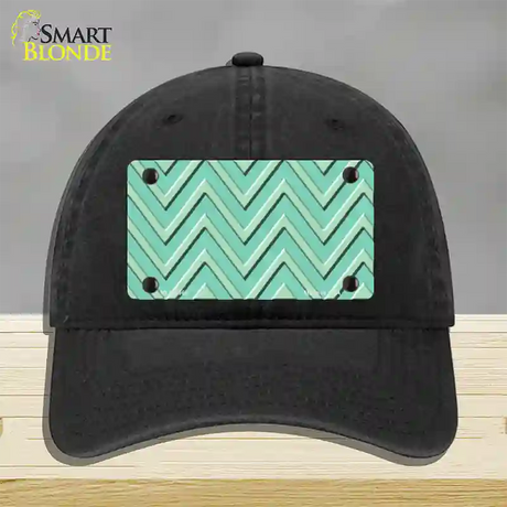 Mint Light Mint Large Chevron Novelty License Plate Hat Unconstructed Cotton / Black