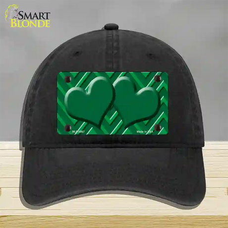 Green Light Green Heart Large Chevron Novelty License Plate Hat Unconstructed Cotton / Black