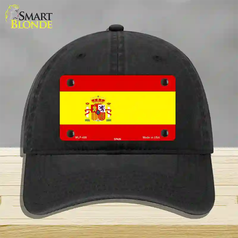 Spain Flag Novelty License Plate Hat Unconstructed Cotton / Black