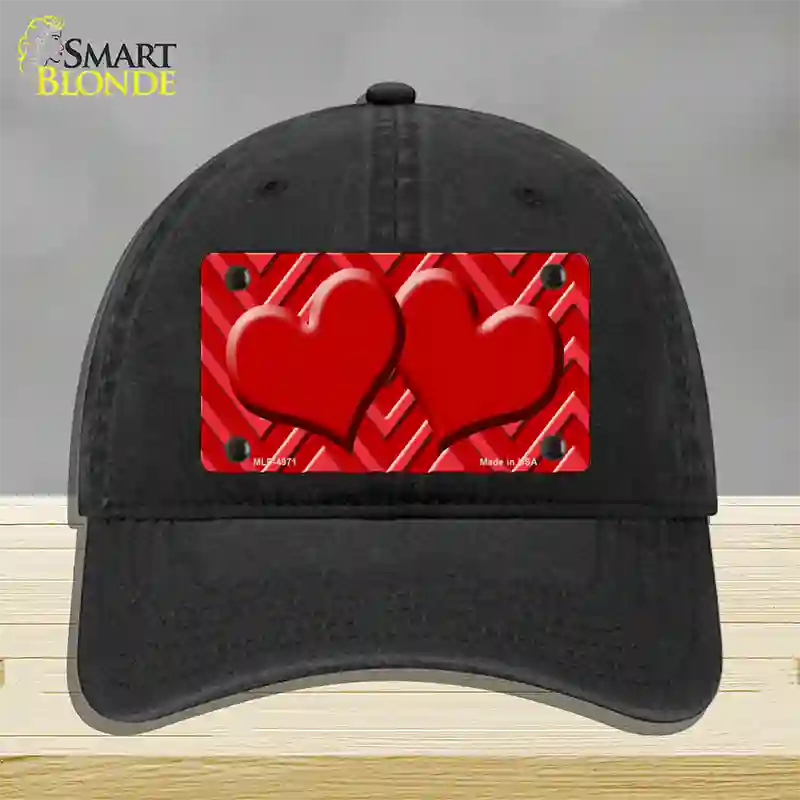 Red Light Red Heart Large Chevron Novelty License Plate Hat Unconstructed Cotton / Black