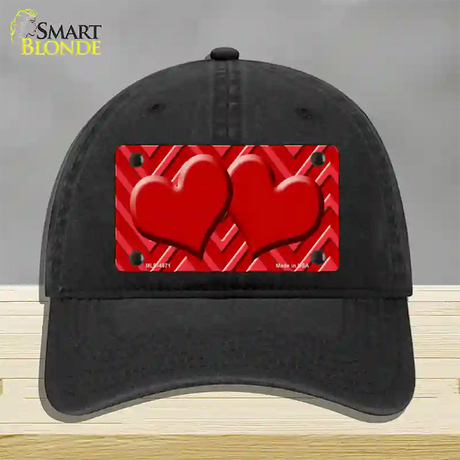 Red Light Red Heart Large Chevron Novelty License Plate Hat Unconstructed Cotton / Black