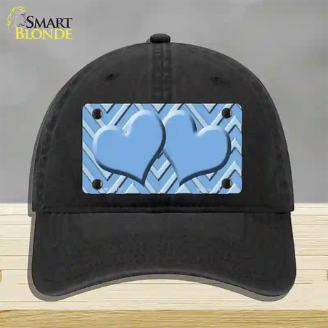 Light Blue Lighter Blue Heart Large Chevron Novelty License Plate Hat Unconstructed Cotton / Black