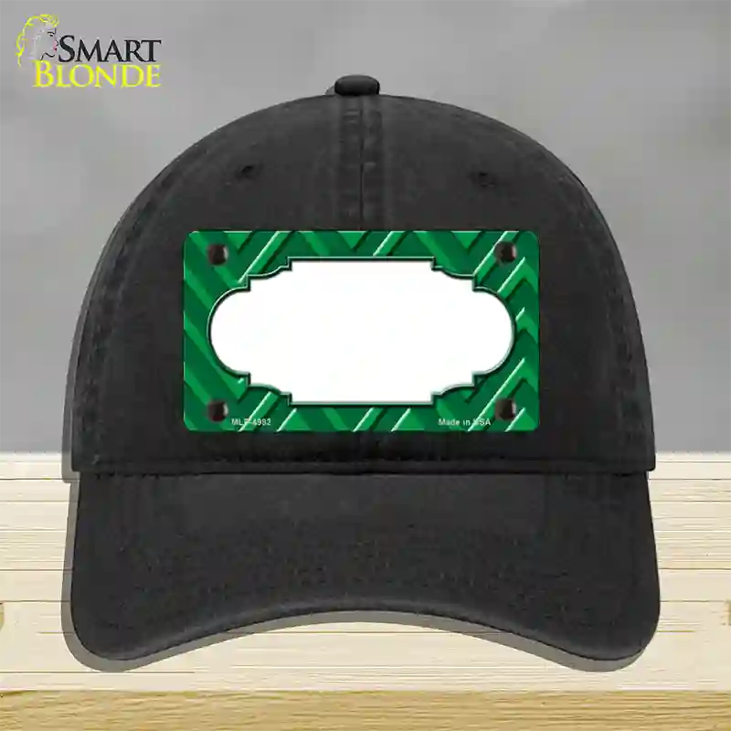 Green Light Green Scallop Large Chevron Novelty License Plate Hat Unconstructed Cotton / Black