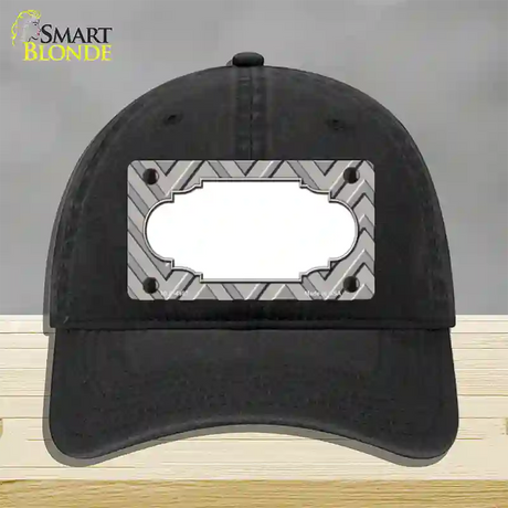 Grey Light Grey Scallop Large Chevron Novelty License Plate Hat Unconstructed Cotton / Black