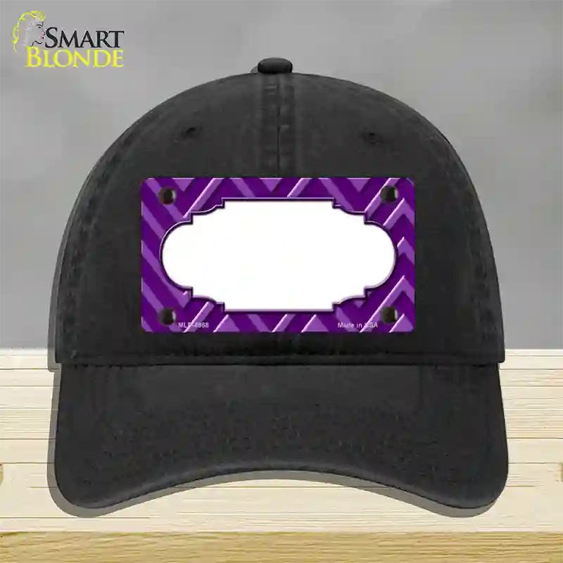 Purple Light Purple Scallop Large Chevron Novelty License Plate Hat Unconstructed Cotton / Black