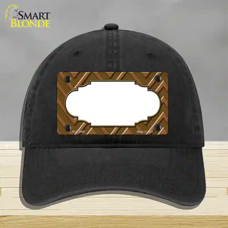 Brown Light Brown Scallop Large Chevron Novelty License Plate Hat Unconstructed Cotton / Black