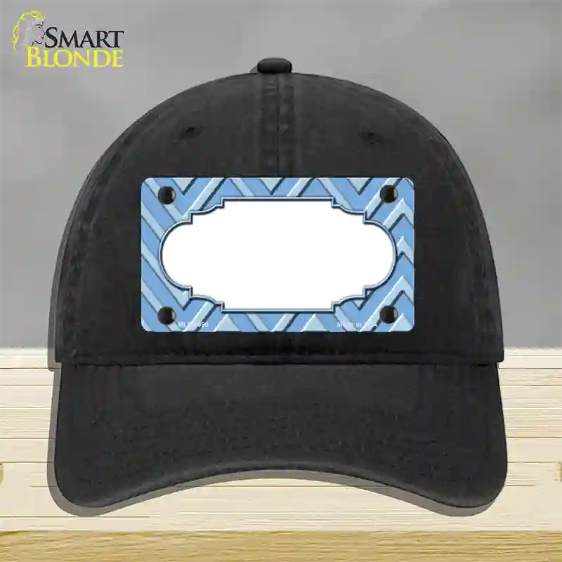 Light Blue Lighter Blue Scallop Large Chevron Novelty License Plate Hat Unconstructed Cotton / Black