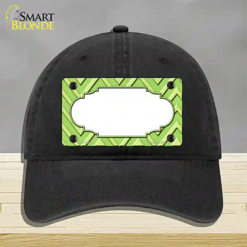 Lime Green Lighter Lime Green Scallop Large Chevron Novelty License Plate Hat Unconstructed Cotton / Black