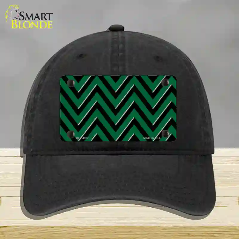 Green Black Large Chevron Novelty License Plate Hat Unconstructed Cotton / Black