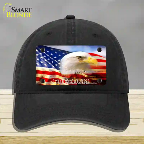 Freedom Bald Eagle Novelty License Plate Hat Unconstructed Cotton / Black