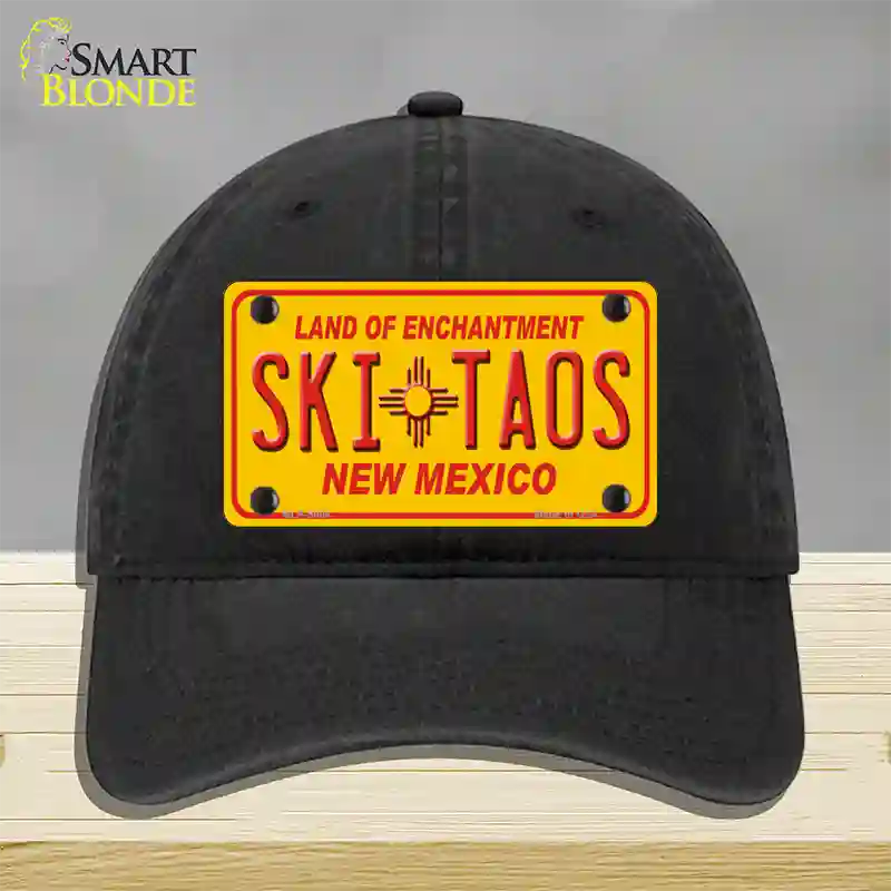 Ski Taos Yellow New Mexico Novelty License Plate Hat Unconstructed Cotton / Black