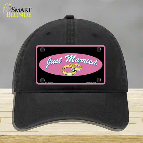 Just Married Novelty License Plate Hat Unconstructed Cotton / Black