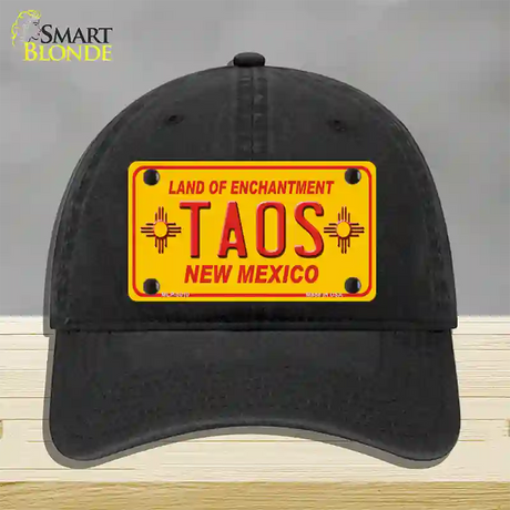 Taos Yellow New Mexico Novelty License Plate Hat Unconstructed Cotton / Black