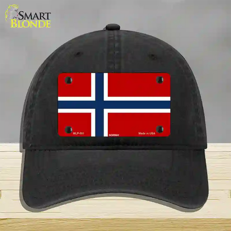 Norway Flag Novelty License Plate Hat Unconstructed Cotton / Black