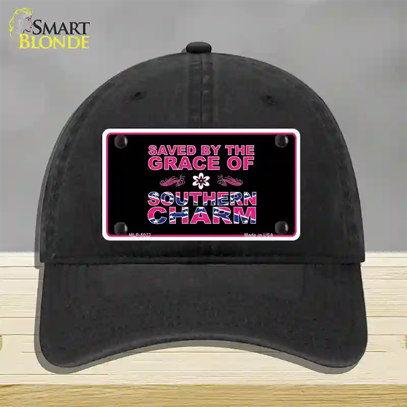 Southern Charm Novelty License Plate Hat Unconstructed Cotton / Black