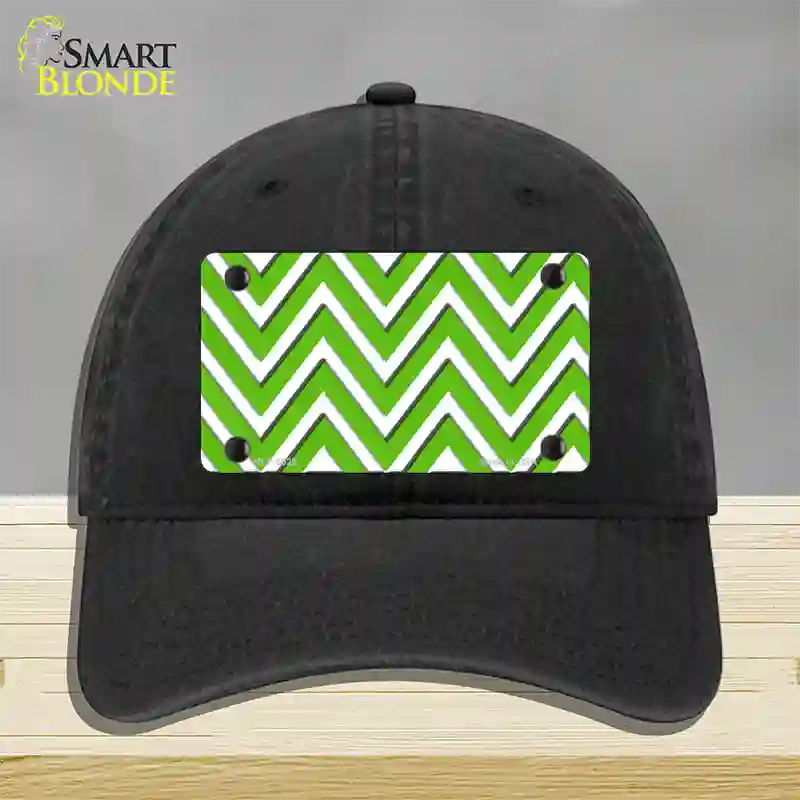 Kelly Green White Chevron Novelty License Plate Hat Unconstructed Cotton / Black