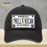 Philly Rican Puerto Rico Novelty License Plate Hat Unconstructed Cotton / Black