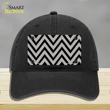 Grey Black Chevron Novelty License Plate Hat Unconstructed Cotton / Black