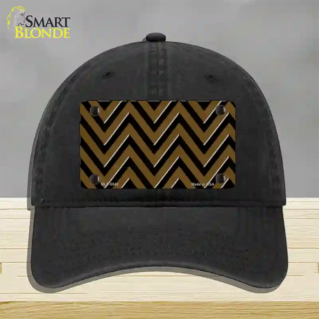 Brown Black Chevron Novelty License Plate Hat Unconstructed Cotton / Black