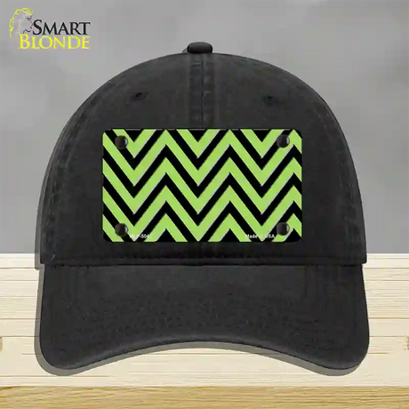 Lime Green Black Chevron Novelty License Plate Hat Unconstructed Cotton / Black