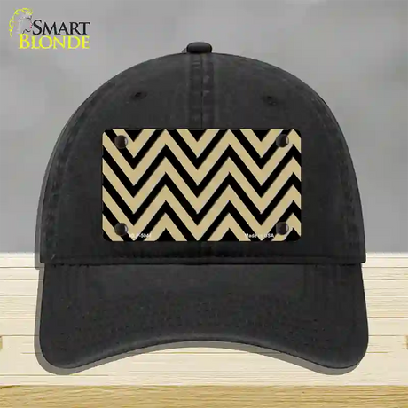 Gold Black Chevron Novelty License Plate Hat Unconstructed Cotton / Black