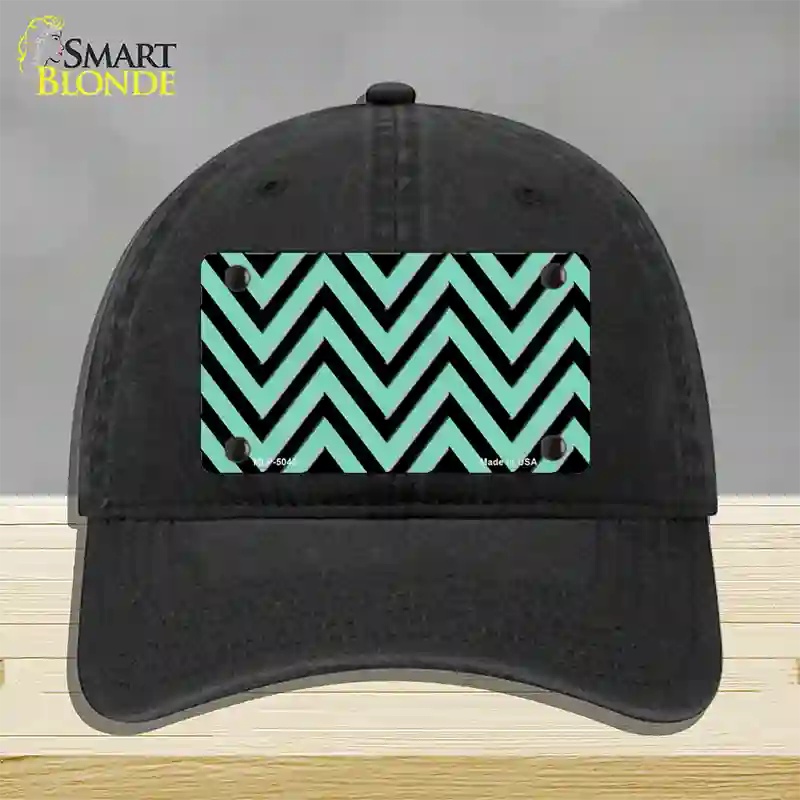 Mint Black Chevron Novelty License Plate Hat Unconstructed Cotton / Black