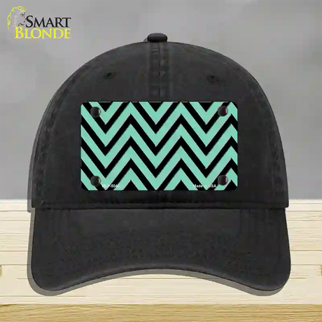 Mint Black Chevron Novelty License Plate Hat Unconstructed Cotton / Black