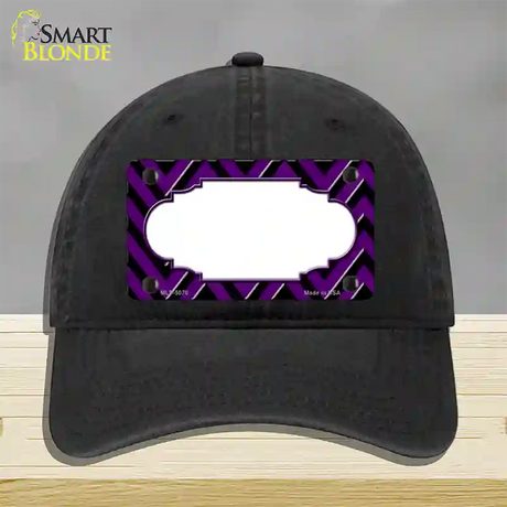 Purple Black Chevron Scallop Novelty License Plate Hat Unconstructed Cotton / Black