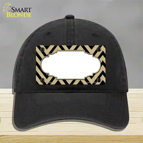 Gold Black Chevron Scallop Novelty License Plate Hat Unconstructed Cotton / Black