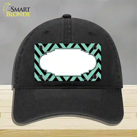 Mint Black Chevron Scallop Novelty License Plate Hat Unconstructed Cotton / Black