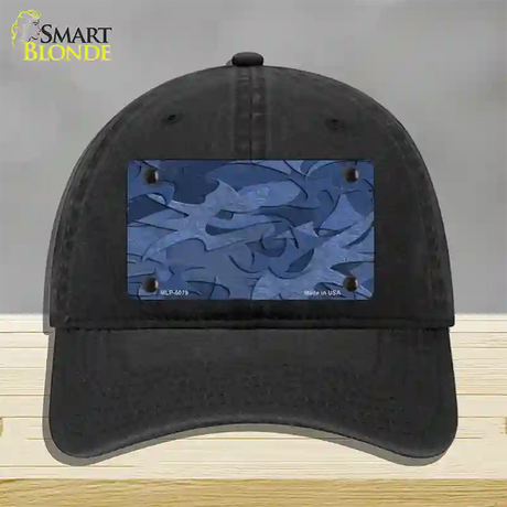 Camouflage Solid Blue Novelty License Plate Hat Unconstructed Cotton / Black