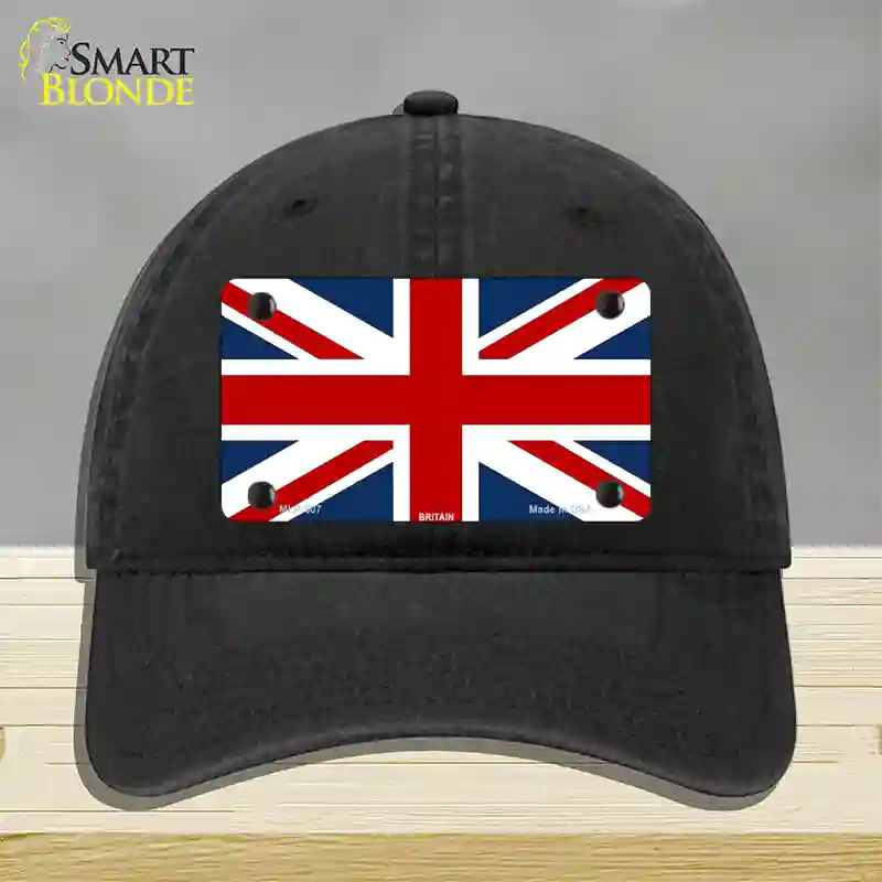 Britain Flag Novelty License Plate Hat Unconstructed Cotton / Black