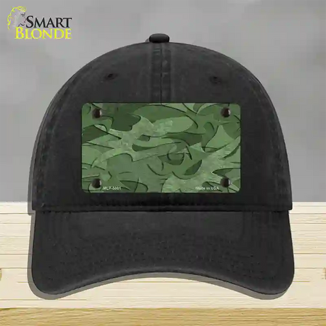 Green Camouflage Novelty License Plate Hat Unconstructed Cotton / Black